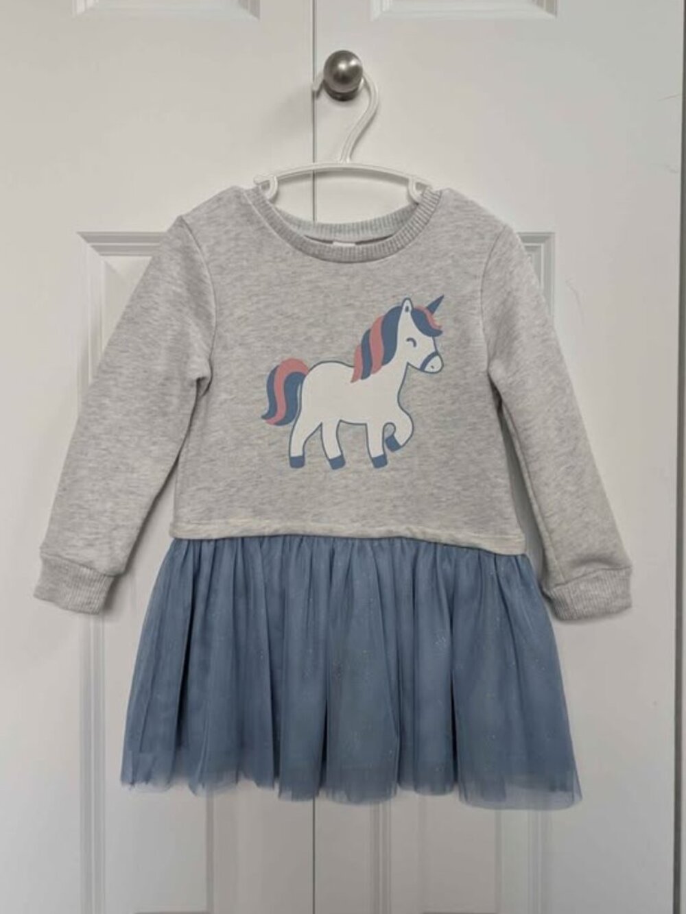 Toddler Girl Unicorn Tulle Skirt Winter Fall Sweatshirt Dress (size 2T)